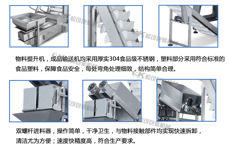 上料機，成品輸送機，兩頭螺桿秤細節(jié)描述圖