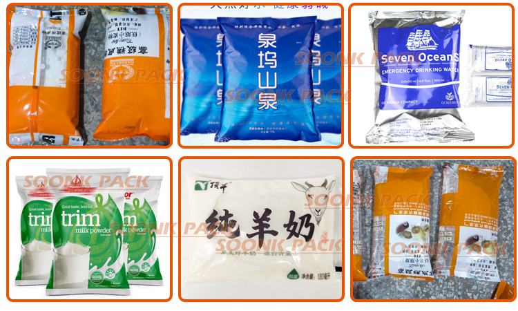立式液體醬料灌裝機(jī) 全自動(dòng)液體棕油肥料灌裝機(jī)袋型展示